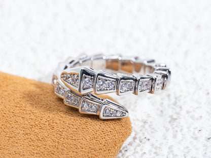 [LuxJewelry]SERPENTI RING SILVER DIAMOND PAVED 4MM
