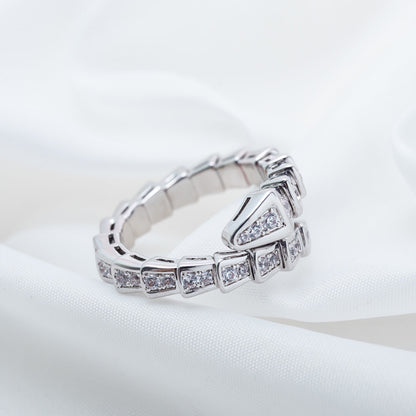[LuxJewelry]SERPENTI RING SILVER DIAMOND PAVED 4MM