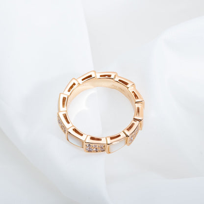 [LuxJewelry]SERPENTI RING PINK GOLD MOP DIAMOND PAVED 4MM