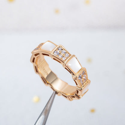 [LuxJewelry]SERPENTI RING PINK GOLD MOP DIAMOND PAVED 4MM