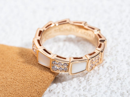 [LuxJewelry]SERPENTI RING PINK GOLD MOP DIAMOND PAVED 4MM