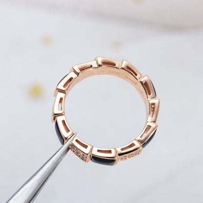 [LuxJewelry]SERPENTI RING PINK GOLD BLACK MOP DIAMOND PAVED 4MM
