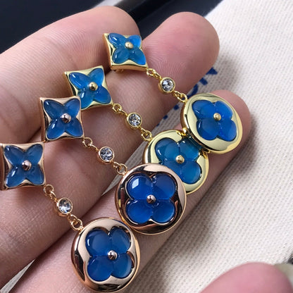 [LuxJewelry]STAR AND SUN AGATE DIAMOND EARRINGS