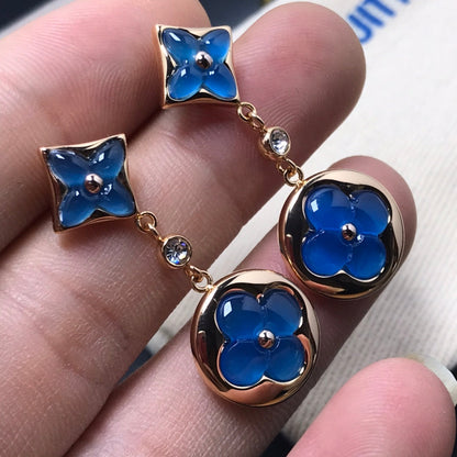 [LuxJewelry]STAR AND SUN AGATE DIAMOND EARRINGS
