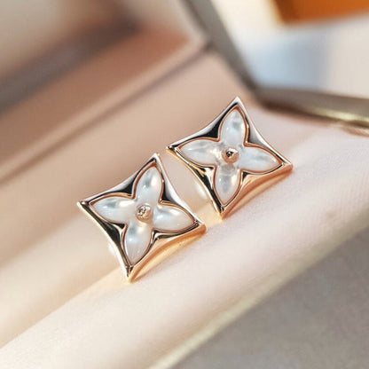 [LuxJewelry]STAR MOP PINK GOLD EARRINGS