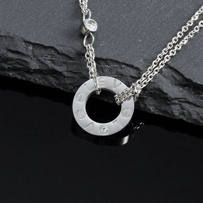 [LuxJewelry]LOVE NECKLACE 16MM 2 DIAMONDS