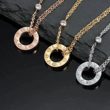 [LuxJewelry]LOVE NECKLACE 16MM 2 DIAMONDS