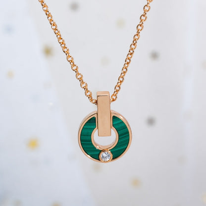 [LuxJewelry]GARI NECKLACE PINK GOLD MALACHITE