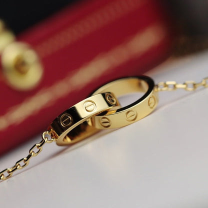 [LuxJewelry]LOVE NECKLACE DOUBLE RING GOLD