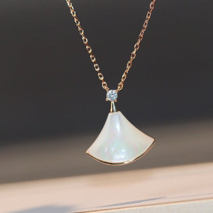 [LuxJewelry]DREAM NECKLACE WHITE MOP PINK GOLD 1 DIAMOND