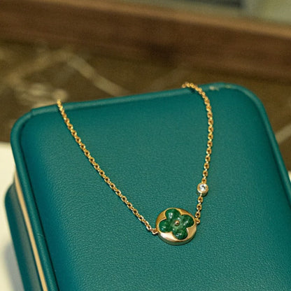 [LuxJewelry]SUN MALACHITE 1 DIAMOND PINK GOLD BRACELET