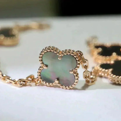 [LuxJewelry]CLOVER 5 MOTIF GRAY MOP  BRACELET
