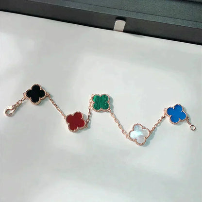 [LuxJewelry]CLOVER 5 MOTIFS MULTICOLOR  BRACELET