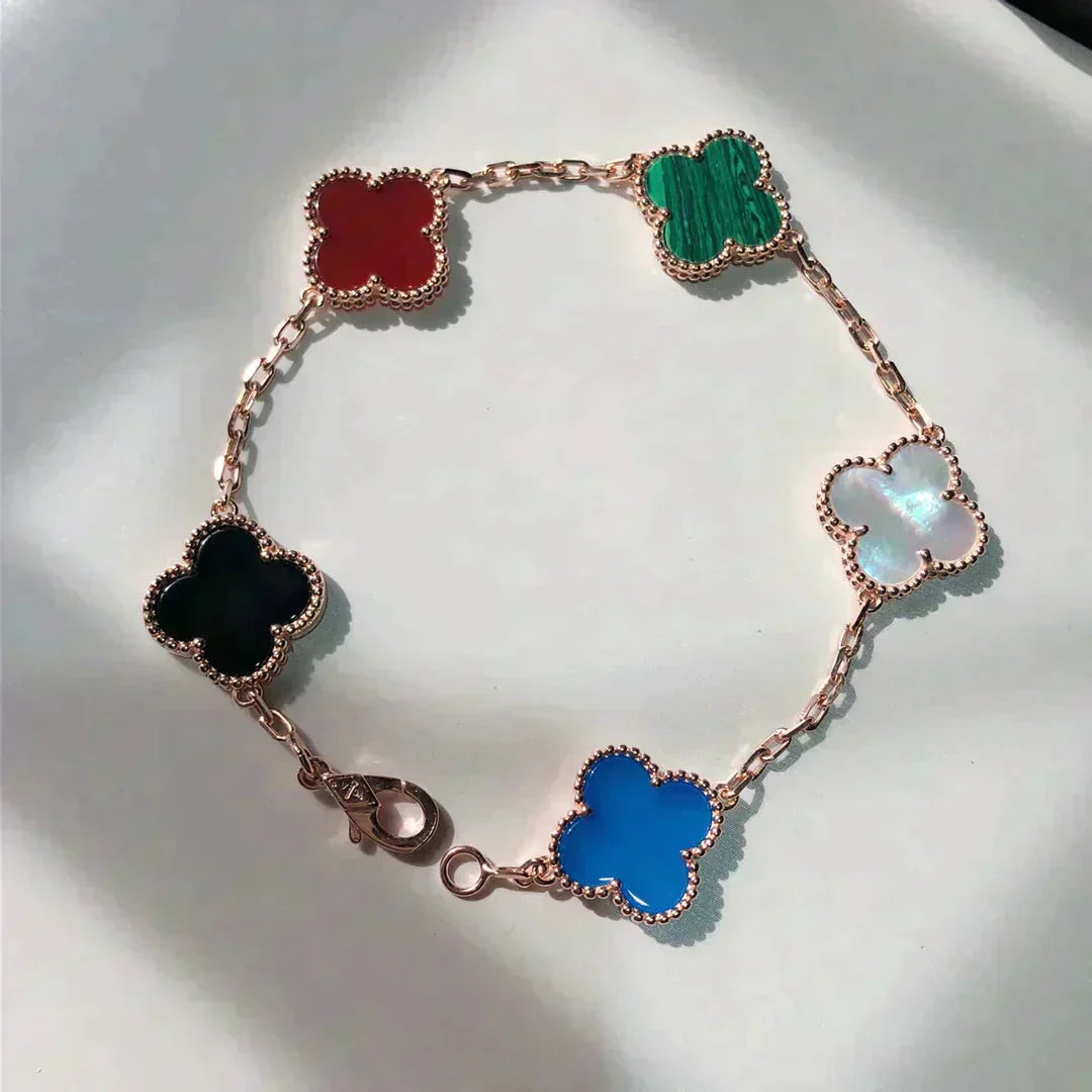 [LuxJewelry]CLOVER 5 MOTIFS MULTICOLOR  BRACELET