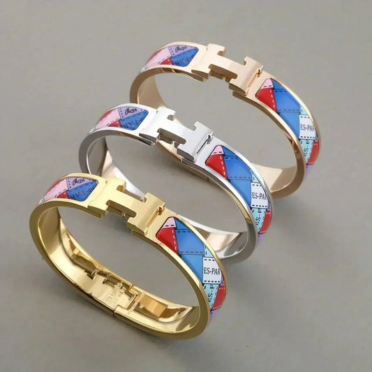 [LuxJewelry]H BRACELET DOTTED BORDER 12MM
