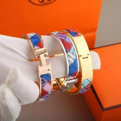 [LuxJewelry]H BRACELET DOTTED BORDER 12MM