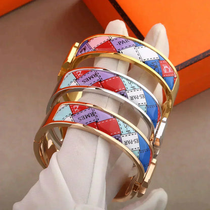 [LuxJewelry]H BRACELET DOTTED BORDER 12MM