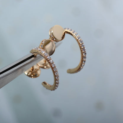 [LuxJewelry]JUSTE EARRINGS 12.75MM PINK GOLD DIAMOND