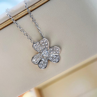 [LuxJewelry]CLOVER DIAMOND NECKLACE SILVER