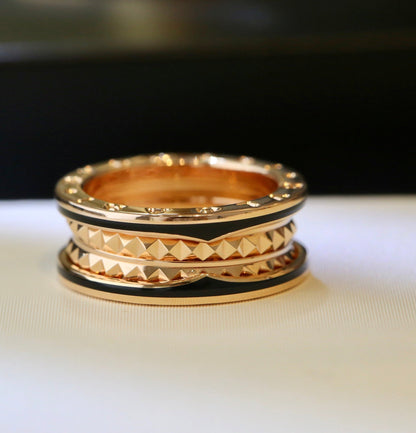 [LuxJewelry]ZERO 1 PINK GOLD BLACK CERAMIC RING