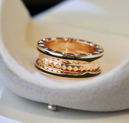 [LuxJewelry]ZERO 1 PINK GOLD BLACK CERAMIC RING