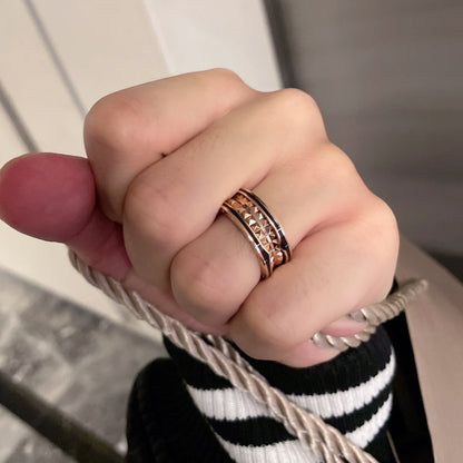 [LuxJewelry]ZERO 1 PINK GOLD BLACK CERAMIC RING