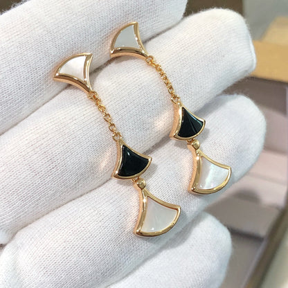 [LuxJewelry]DREAM EARRINGS 3 MOTIFS ONYX MOP PINK GOLD
