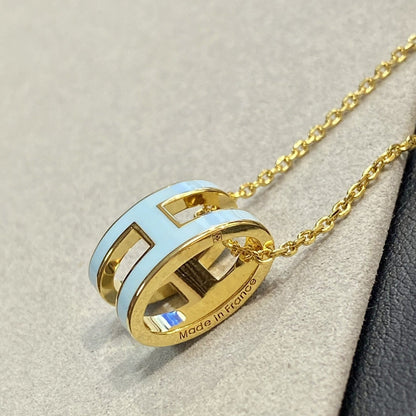 [LuxJewelry]POP H LIGHT BLUE NECKLACE
