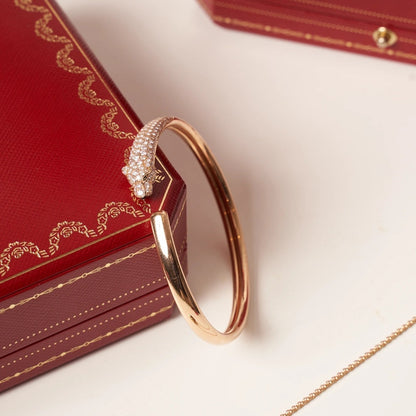 [LuxJewelry]PANTHERE ROSE GOLD DIAMOND OPEN BRACELET