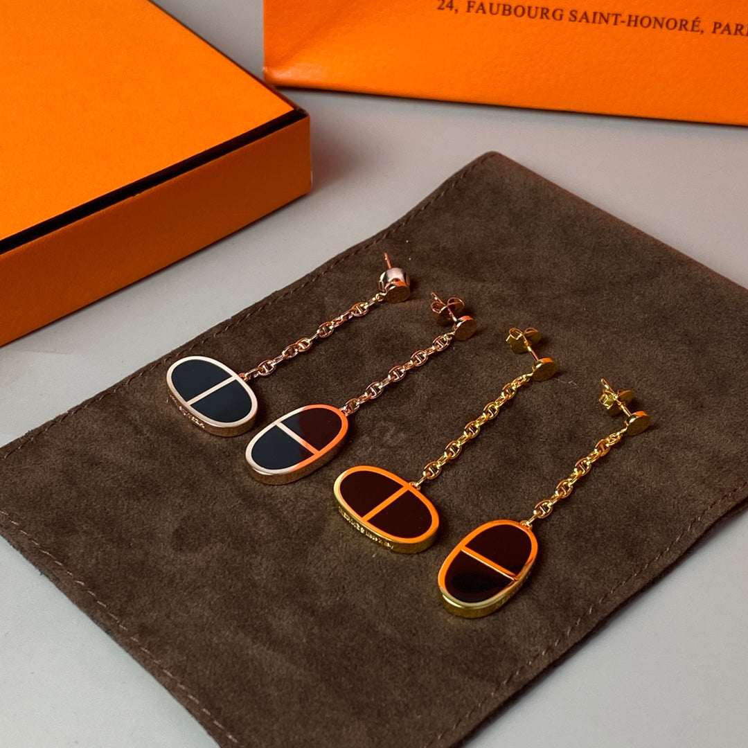 [LuxJewelry]CHAINE VERSO BLACK CERAMIC EARRINGS