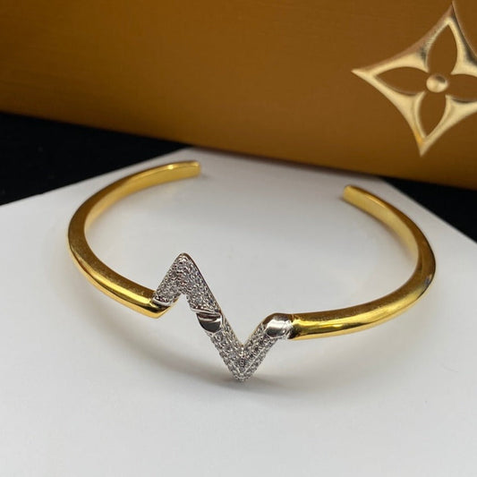 [LuxJewelry]VOLTE UPSITE DOWN DIAMOND GOLD OPEN BRACELET