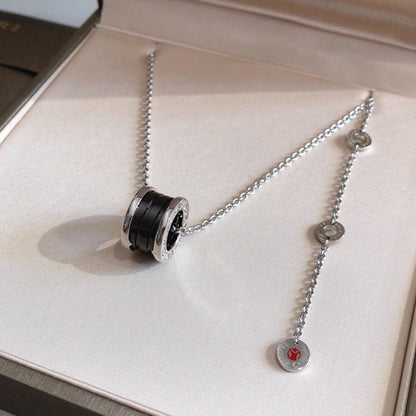 [LuxJewelry]ZERO 1 BLACK CERAMIC SILVER NECKLACE