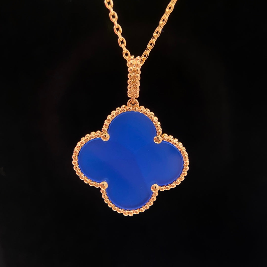 [LuxJewelry]CLOVER 25MM NECKLACE TURQUOISE ROSE GOLD