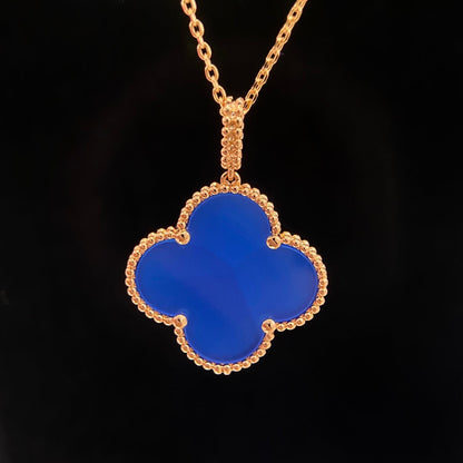 [LuxJewelry]CLOVER 25MM NECKLACE TURQUOISE ROSE GOLD