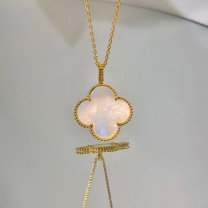[LuxJewelry]CLOVER 25MM MOP LARGE PENDANT NECKLACE
