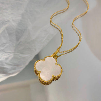 [LuxJewelry]CLOVER 25MM MOP LARGE PENDANT NECKLACE