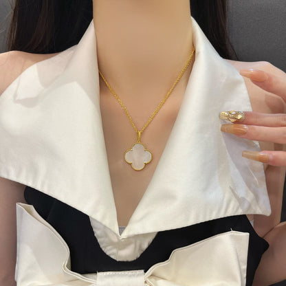 [LuxJewelry]CLOVER 25MM MOP LARGE PENDANT NECKLACE