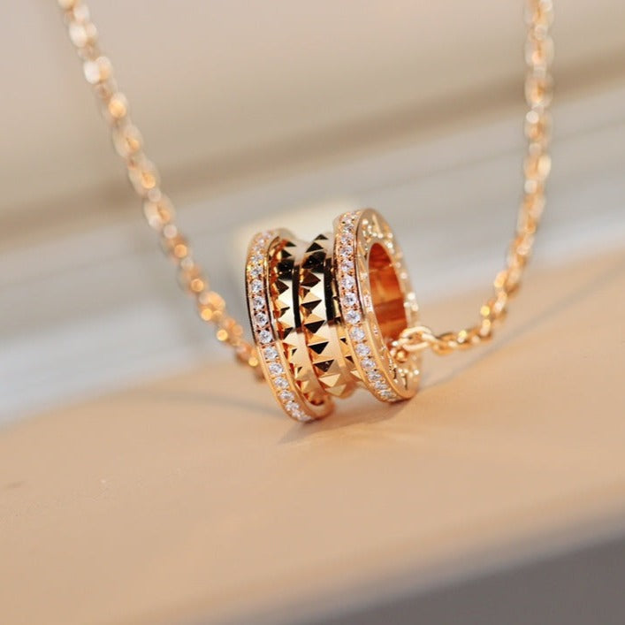 [LuxJewelry]ZERO 1 ROCK PEDANT PINK GOLD NECKLACE