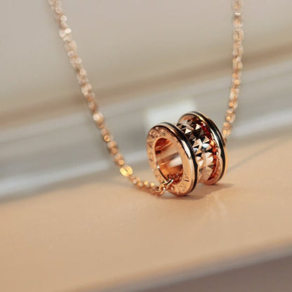 [LuxJewelry]ZERO 1 ROCK PEDANT PINK GOLD BLACK NECKLACE