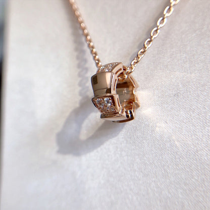[LuxJewelry]SERPENTI PEDANT DIAMOND PINK GOLD NECKLACE