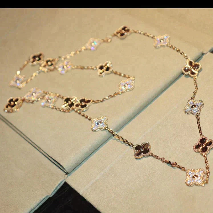 [LuxJewelry]CLOVER 20 MOTIFS LASER DIAMOND NECKLACE