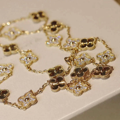 [LuxJewelry]CLOVER 20 MOTIFS LASER DIAMOND NECKLACE
