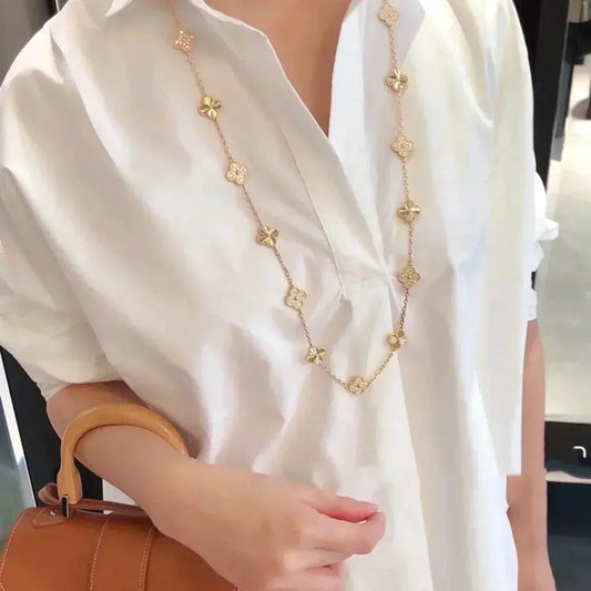 [LuxJewelry]CLOVER 20 MOTIFS LASER DIAMOND NECKLACE
