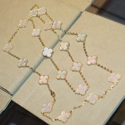[LuxJewelry]CLOVER 20 MOTIFS WHITE MOP NECKLACE