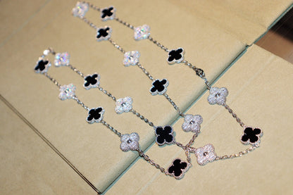 [LuxJewelry]CLOVER 20 MOTIFS ONYX DIAMOND SILVER