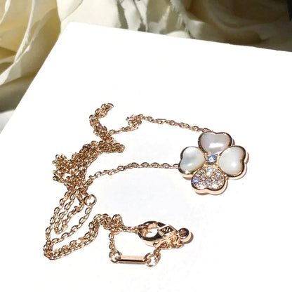 [LuxJewelry]CLOVER MOP DIAMOND ROSE GOLD NECKLACE