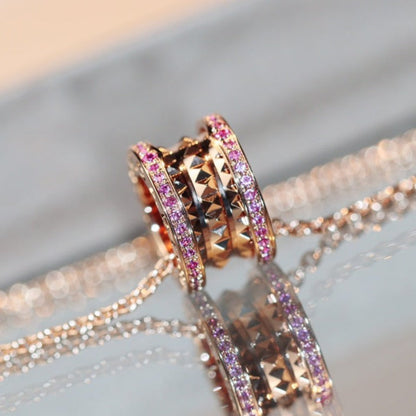 [LuxJewelry]ZERO 1 ROCK PINK GOLD PINK DIAMOND NECKLACE