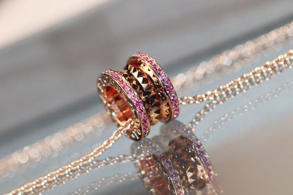 [LuxJewelry]ZERO 1 ROCK PINK GOLD PINK DIAMOND NECKLACE