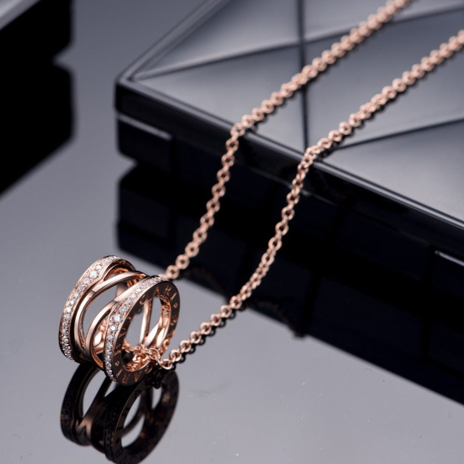 [LuxJewelry]ZERO 1 PINK GOLD DIAMOND OPEN NECKLACE