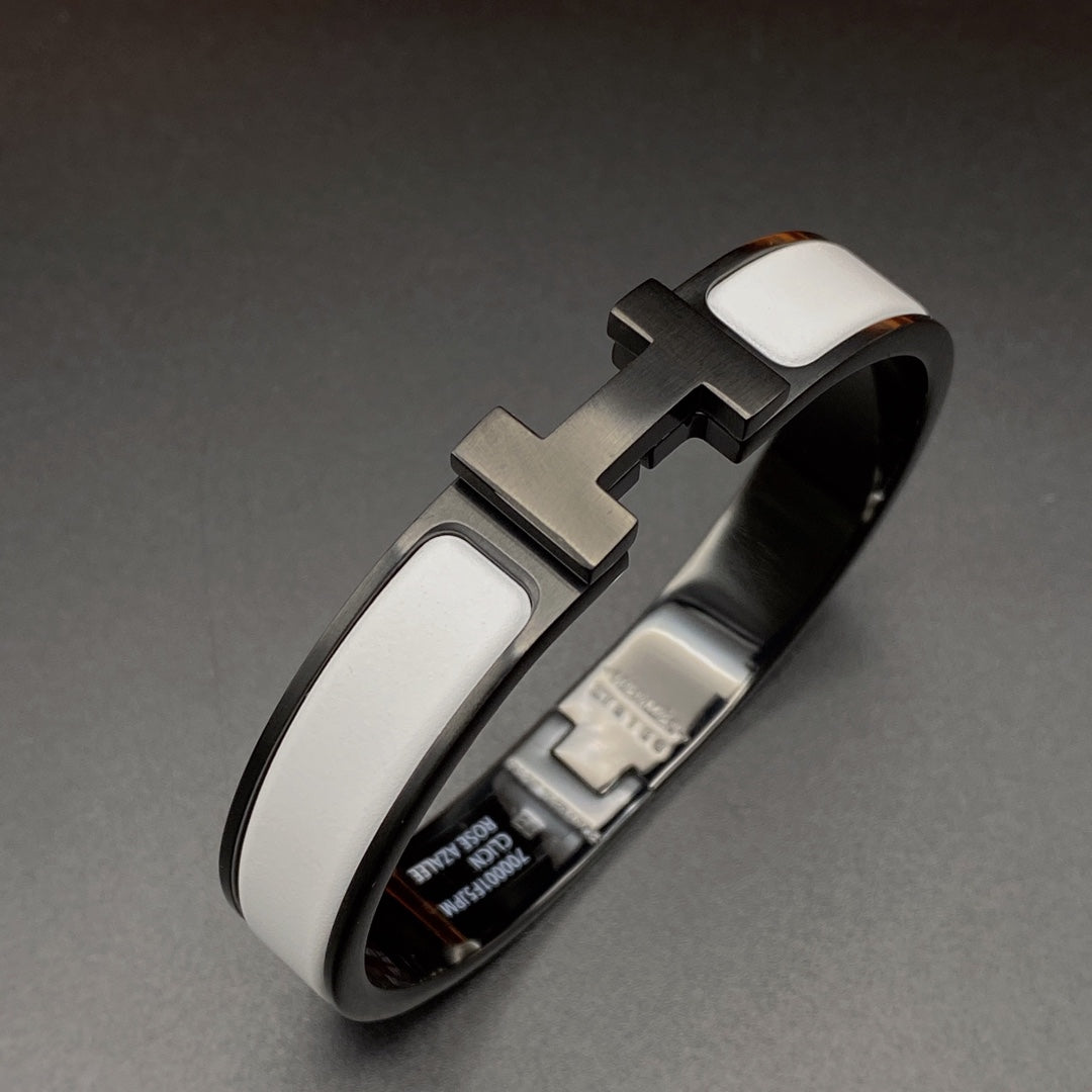 [LuxJewelry]H BRACELET 12MM BLACK WHITE CERAMIC